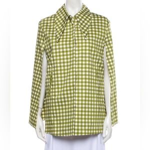 Silvia Tcherassi Gingham-patterned Gabrielle Cotton Jacket in Green